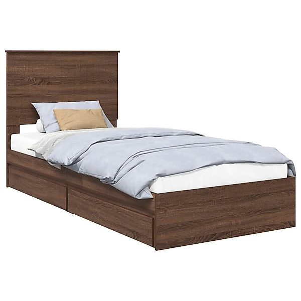 vidaXL Stauraumbett Braun Eichen-Optik 90 x 200 cm Holzwerkstoff 3411249 günstig online kaufen