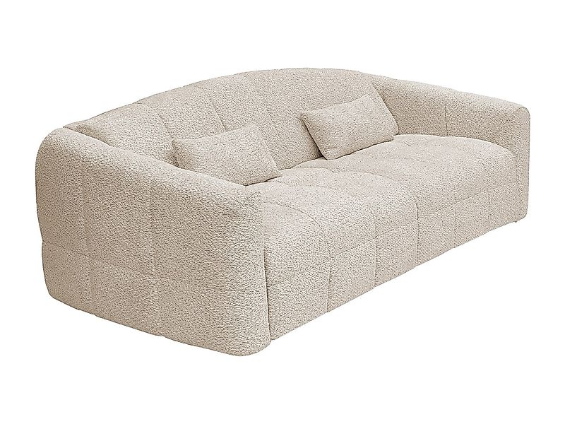 Sofa 4-Sitzer mit Schlaffunktion - Bouclé-Stoff - Cremefarben - Liegefläche günstig online kaufen