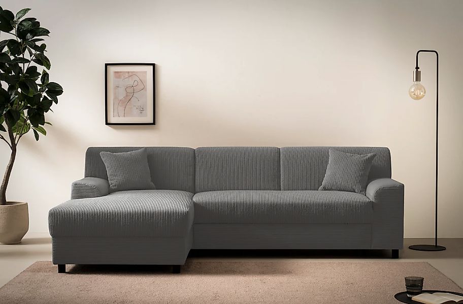 DOMO collection Ecksofa "Turah 2, L-Form, Cord oder Luxus-Microfaser, komfo günstig online kaufen