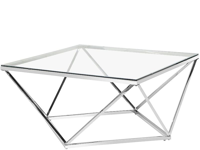loft24 Couchtisch Remee, Wohnzimmertisch quadratisch, Glastisch, Chromgeste günstig online kaufen