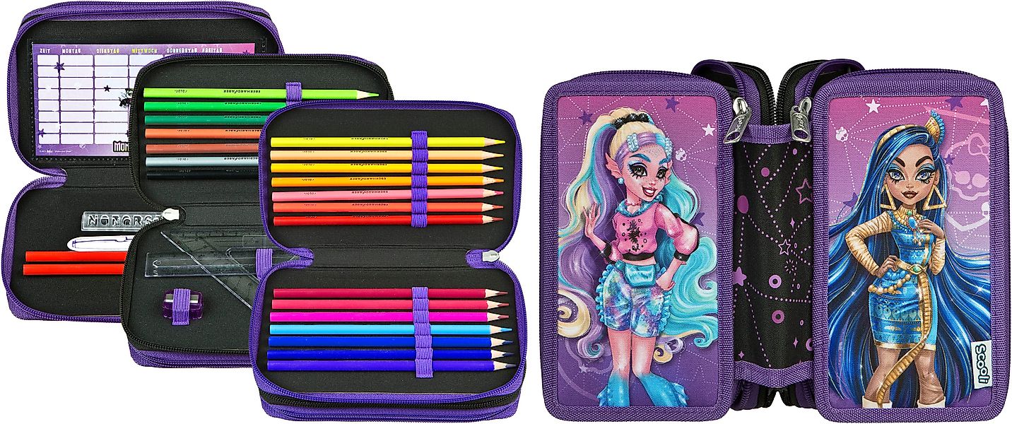 Scooli Federmäppchen Tripledecker, Monster High, befüllt, günstig online kaufen