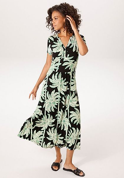 Aniston CASUAL Sommerkleid mit großflächigen, grafischen Palmen bedruckt - günstig online kaufen