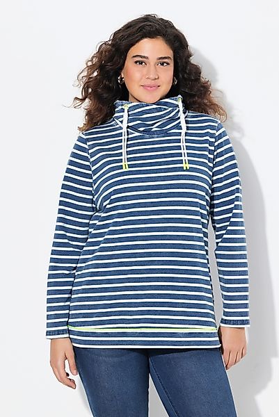 Ulla Popken Sweatshirt Sweatshirt Ringel Neondetails günstig online kaufen