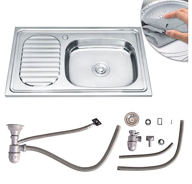 Mucola Küchenspüle Einbauspüle Edelstahl Spülbecken Edelstahlspüle Ablage l günstig online kaufen