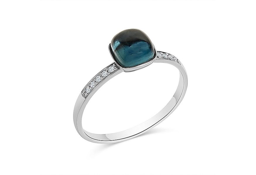 Diamonds by Ellen K. Fingerring 585 Gold Blautopas Diamant 0,054ct. günstig online kaufen