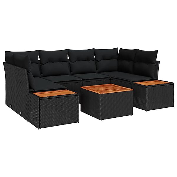 vidaXL Garten-Sofa-Set mit Kissen 6-Tlg Schwarz Poly Rattan 3356703 günstig online kaufen