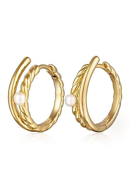 Elli Premium Paar Creolen Creolen Kordellook Süßwasserperle 925 Silber günstig online kaufen