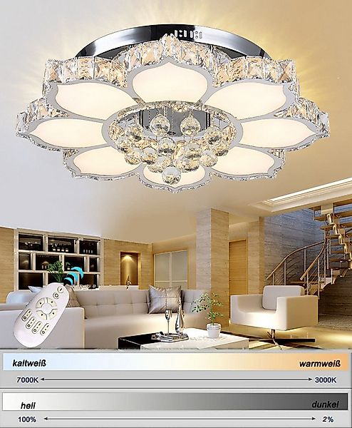 Eurohandisplay LED Deckenleuchte LED Pendelleuchte Kristall Fernbedienung D günstig online kaufen
