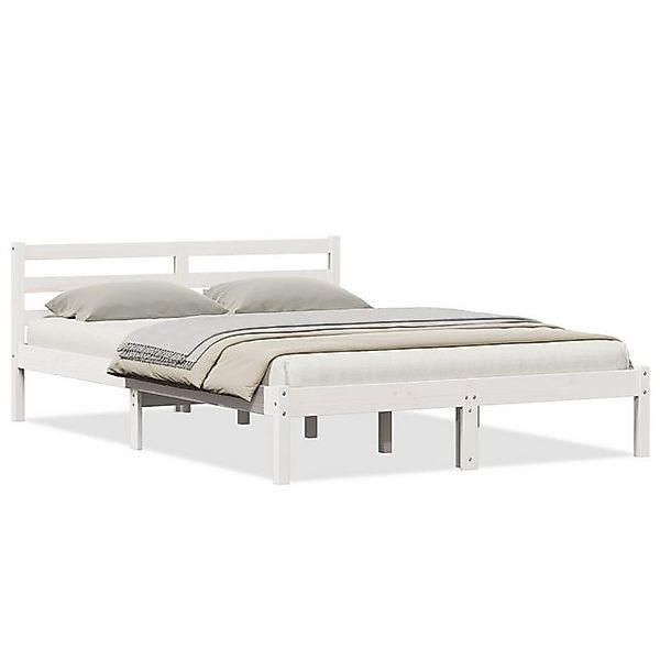 vidaXL Bett Bettgestell mit Kopfteil Weiß 140x220 cm Massivholz Kiefer (1-t günstig online kaufen