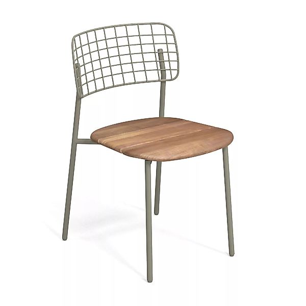 emu - Lyze Gartenstuhl Teak - graugrün/Sitzfläche Teak/BxHxT 47x79x54cm günstig online kaufen