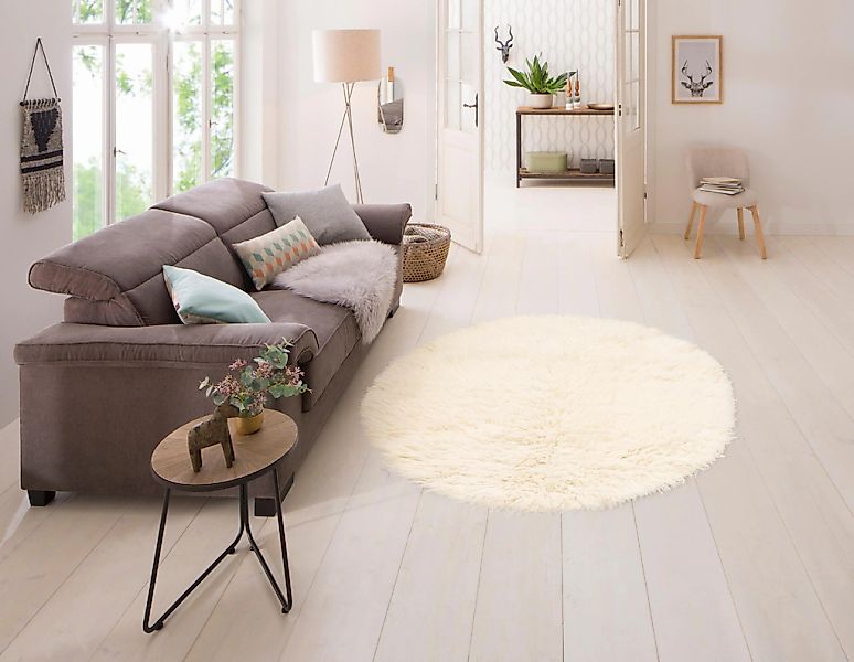 OTTO home Wollteppich "Elif" rund 40 mm Höhe Uni-Farben, reine Wolle, origi günstig online kaufen