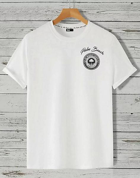 RMK T-Shirt Herren Shirt Basic Rundhals mit Bedruckung Palme Palm Beach aus günstig online kaufen