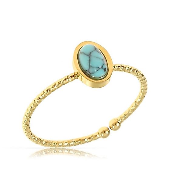 Made by Nami Fingerring Filigraner Boho Edelstahl Ring Gold mit Ovalen türk günstig online kaufen