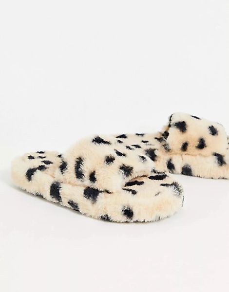 ASOS DESIGN – Zahra – Slider-Hausschuhe mit Dalmatiner-Muster und dicker So günstig online kaufen