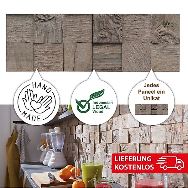INDO 3D Wandpaneel Muster Teak Classic günstig online kaufen