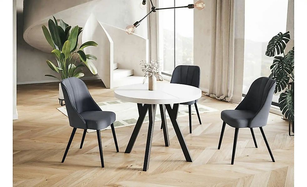 Esstisch ausziehbar Ove ¦ weiß ¦ Maße (cm): B: 80 H: 77  Ø: 80 Tische > Ess günstig online kaufen
