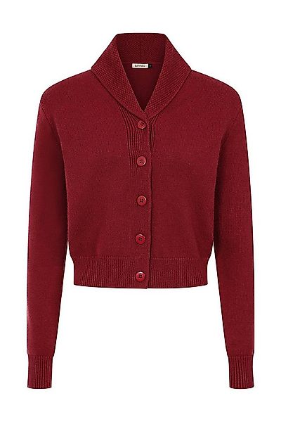 Banned Strickjacke Violet Cardigan Burgunder Vintage Schalkragen günstig online kaufen