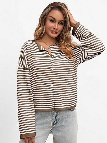 Imily Bela Cardigan Damen Gestreifter Strick Pullover (Packung, 1-tlg., 1pe günstig online kaufen