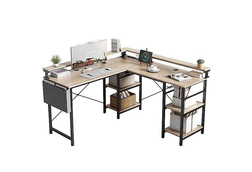 BBWL Computertisch L-förmiger Gaming-Schreibtisch mit LED, Steckdose, Monit günstig online kaufen