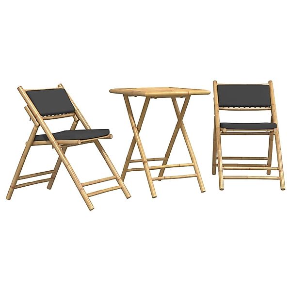 vidaXL 3-tlg Bistro-Set Klappbar mit Dunkelgrauen Kissen Bambus Modell 1 günstig online kaufen