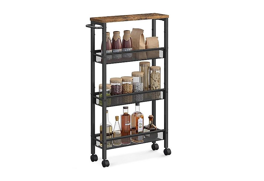 relaxdays Küchenwagen Nischenwagen mit 4 Ebenen, Industrial-Schwarz günstig online kaufen