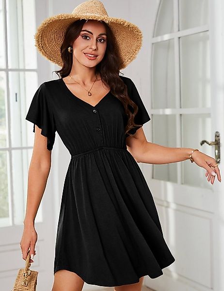 Beluring Tunikakleid Damen Lässig Kurzarm Sommerkleid Freizeitkleid Blusenk günstig online kaufen