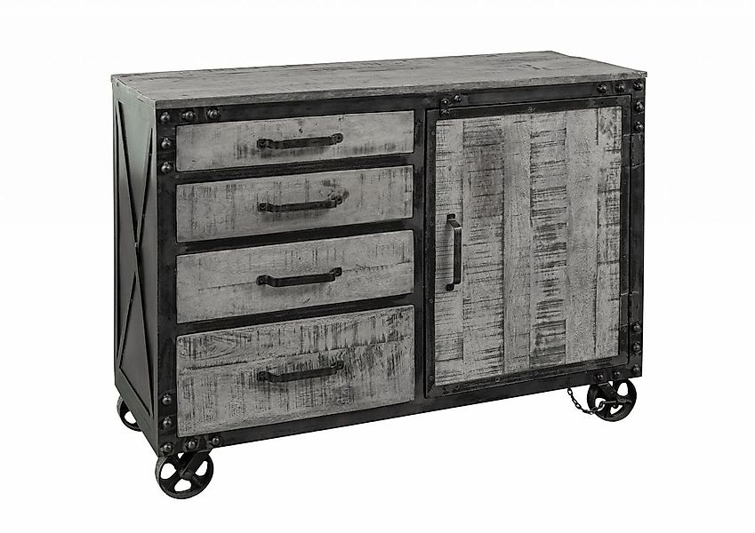 Massivmoebel24 Sideboard (Sideboard Mango 120x46x92 grau günstig online kaufen