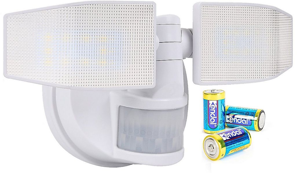 Northpoint LED Wandstrahler Bewegungsmelder 2 Fluter-Köpfe Schwenkbar Batte günstig online kaufen
