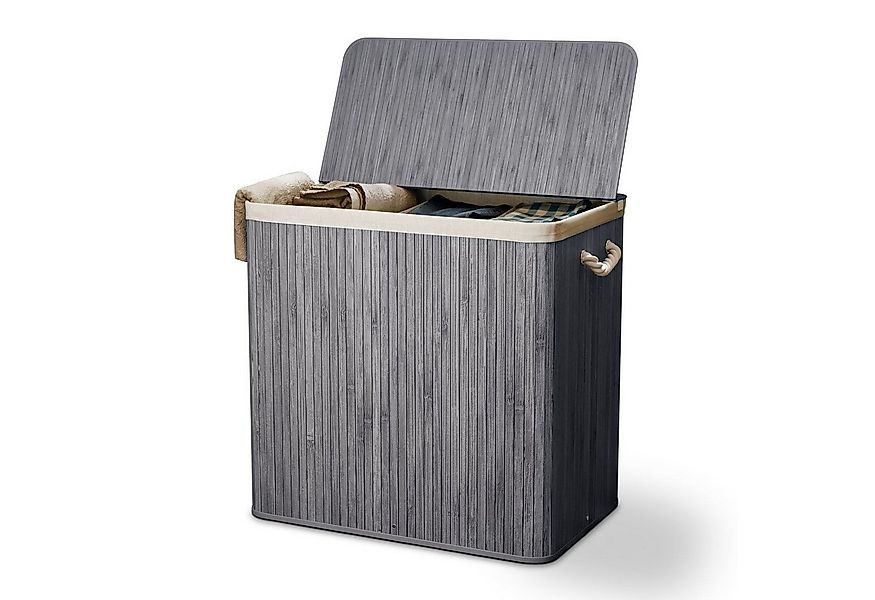 Juskys Wäschekorb Curly, 150 l, 3 große Fächer, mit Tragegriffe, Deckel, Wä günstig online kaufen