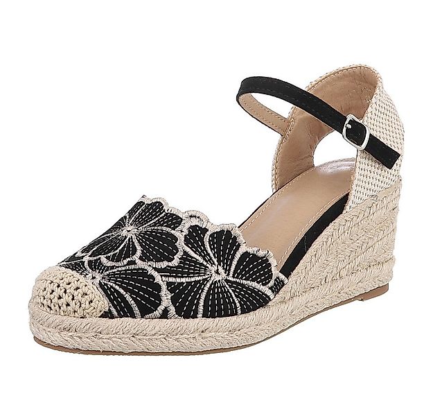 Ital-Design Beige Wedges mit Blumenstickerei – Sommerliche Eleganz Schnürpu günstig online kaufen