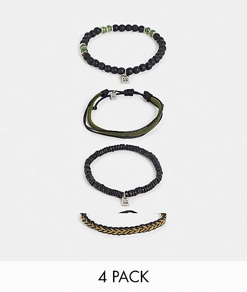 Icon Brand – 4er-Pack Perlenarmbänder in Grün günstig online kaufen