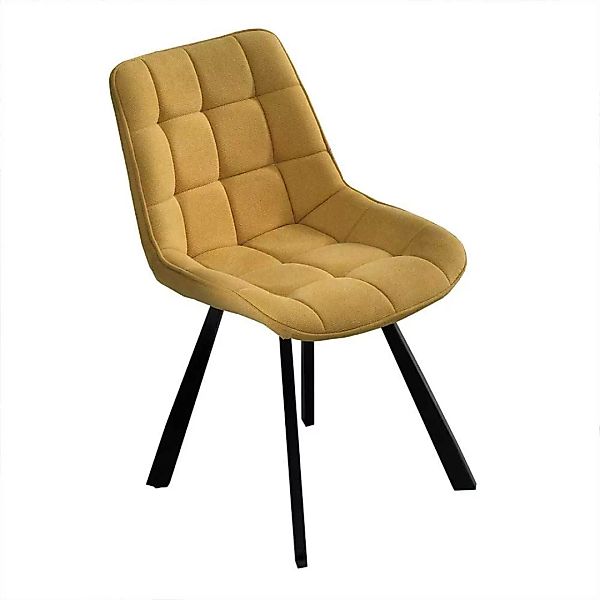 Vier Esstisch Stühle in Gelb und Schwarz Gestell aus Metall (4er Set) günstig online kaufen