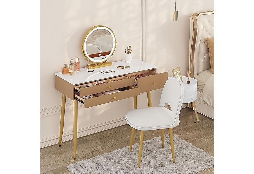 Woltu Schminktisch (1-St), mit Samthocker und einstellbare LED Spiegelleuch günstig online kaufen
