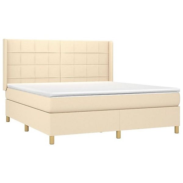 vidaXL Bett Boxspringbett mit Matratze & LED Creme 160x200 cm Stoff günstig online kaufen