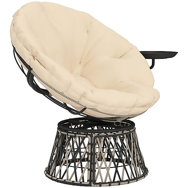 Outsunny Papasansessel Rattan 360° drehbar Korbsessel mit Kissen Durchmesse günstig online kaufen
