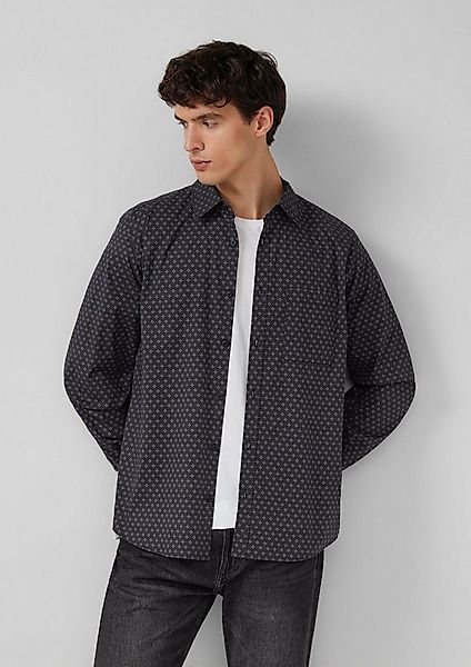 s.Oliver Langarmhemd Hemd Regular Fit: Hemd mit Allover-Print und Brusttasc günstig online kaufen