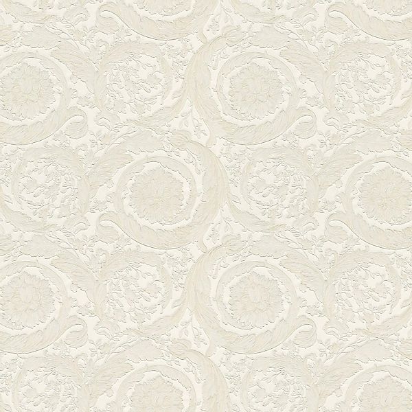 Bricoflor Barock Tapete in Weiß mit Struktur Effekt Ornament Tapete Im Roko günstig online kaufen