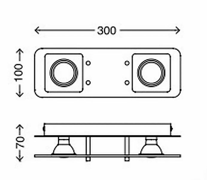 Deckenleuchte Super Living Länge 30 cm chrom 2-flammig recheckig günstig online kaufen