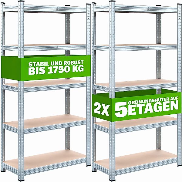 Schwerlastregal 2er-Set 180x90x60cm verzinkt 875kg günstig online kaufen