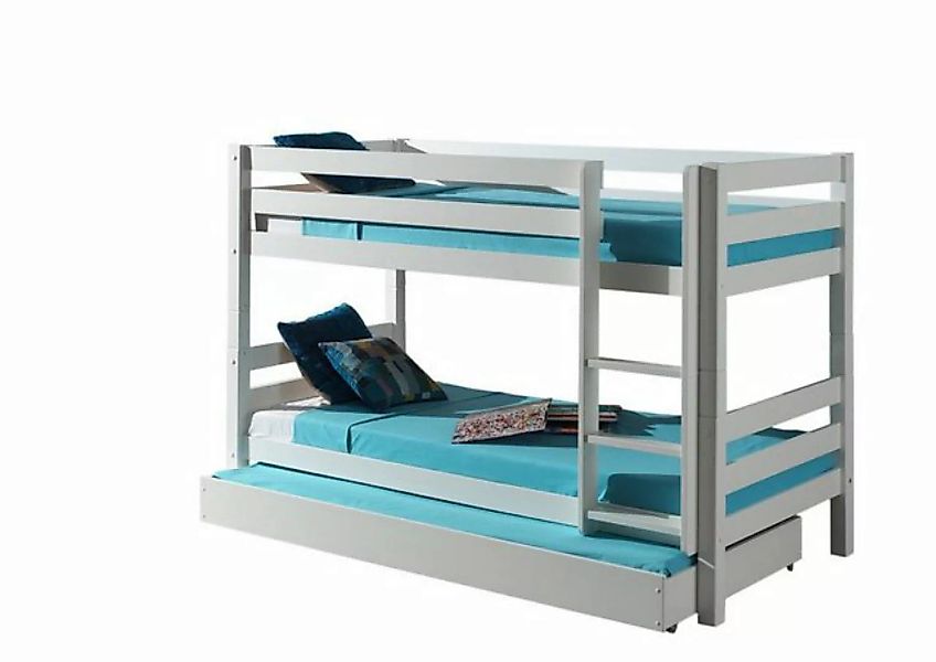 Natur24 Kinderbett Etagenbett mit Bettschublade Pino Kiefer massiv 90x200cm günstig online kaufen
