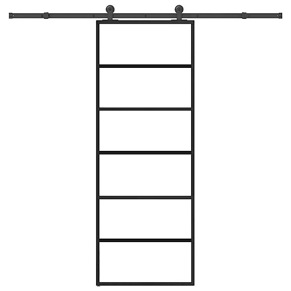 vidaXL Schiebetür mit Beschlag 76x205 cm ESG-Glas & Aluminium 3332830 günstig online kaufen