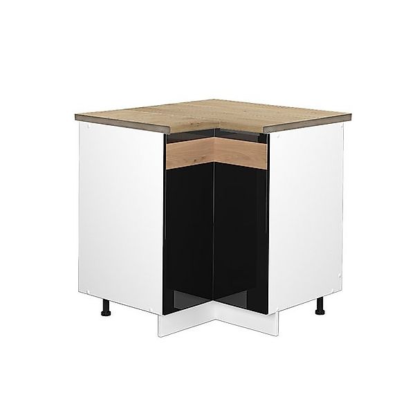 Vicco Eckunterschrank Fame-Line Schwarz Eiche hochglanz/Weiß 81 cm AP Eiche günstig online kaufen