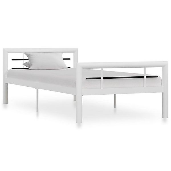 furnicato Bettgestell Weiß und Schwarz Metall 90×200 cm (1-tlg) günstig online kaufen