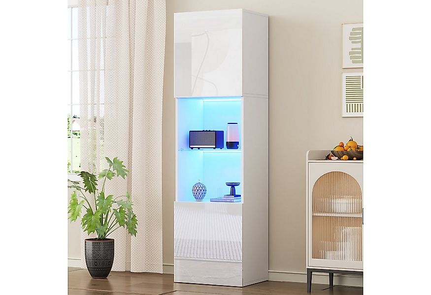 REDOM Vitrine Moderner Vitrinenschrank in Weiß (Highboard, Aufbewahrungssch günstig online kaufen