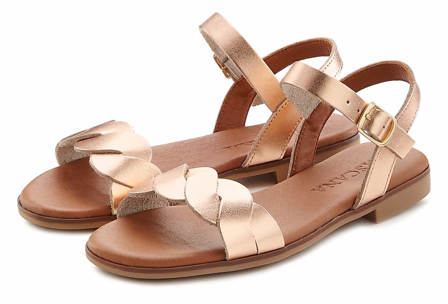 LASCANA Sandale "Sommerschuh", aus Leder mit überkreuztem Wellenriemen, San günstig online kaufen