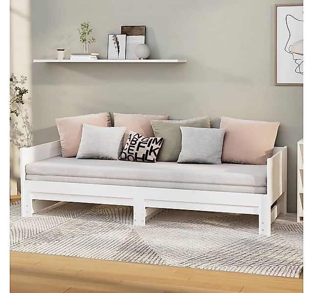 vidaXL Bett, Ausziehbares Tagesbett Weiß Massivholz Kiefer 2x(80x200) cm günstig online kaufen