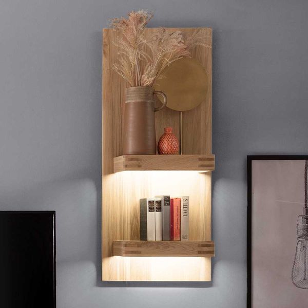 Wandregal in Balkeneiche Bianco furniert 50 cm breit günstig online kaufen