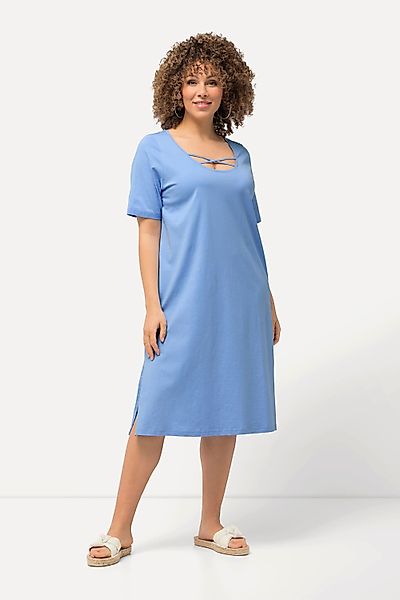 Ulla Popken Midikleid Jerseykleid Zierbänder A-Linie günstig online kaufen