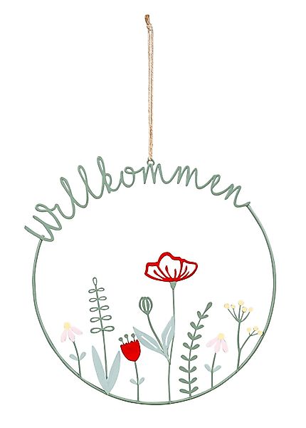 Levandeo® Metallbild, Willkommen Schild Ø30cm Türkranz günstig online kaufen