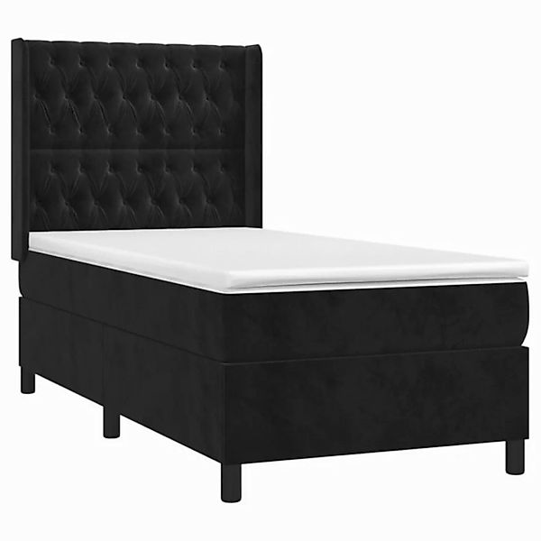 vidaXL Boxspringbett Boxspringbett mit Matratze Schwarz 90x190 cm Samt Bett günstig online kaufen